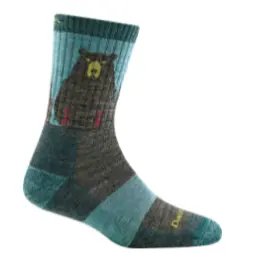 Darn Tough Socks Bear Town Micro Crew Lightweight with cushion 1970 aqua