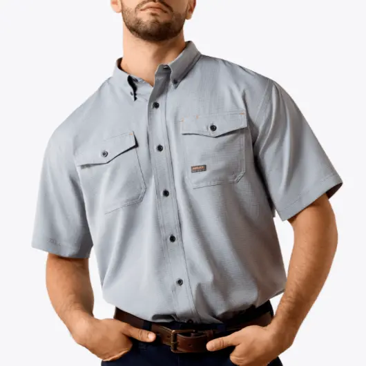 Ariat MNS Rebar Made Tough VentTEK DuraStretch Work Shirt DARK DENIM 10071546